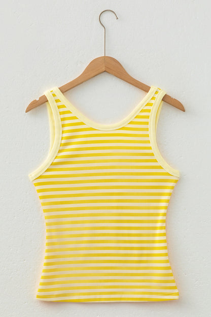 Stripe Ribbed Knit Sleeveless Tank Top