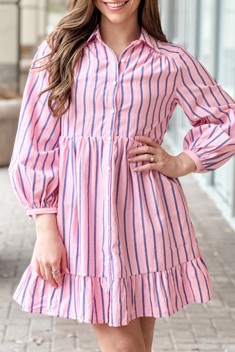 Stripe Ruffle Hem Mini Dress