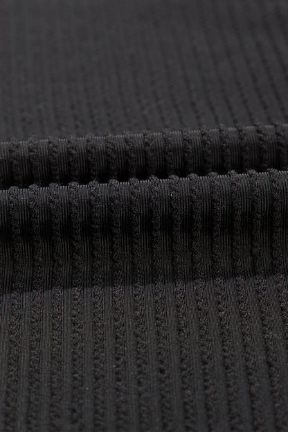 Plus Size Solid Corded Knit V-Neck T-Shirt