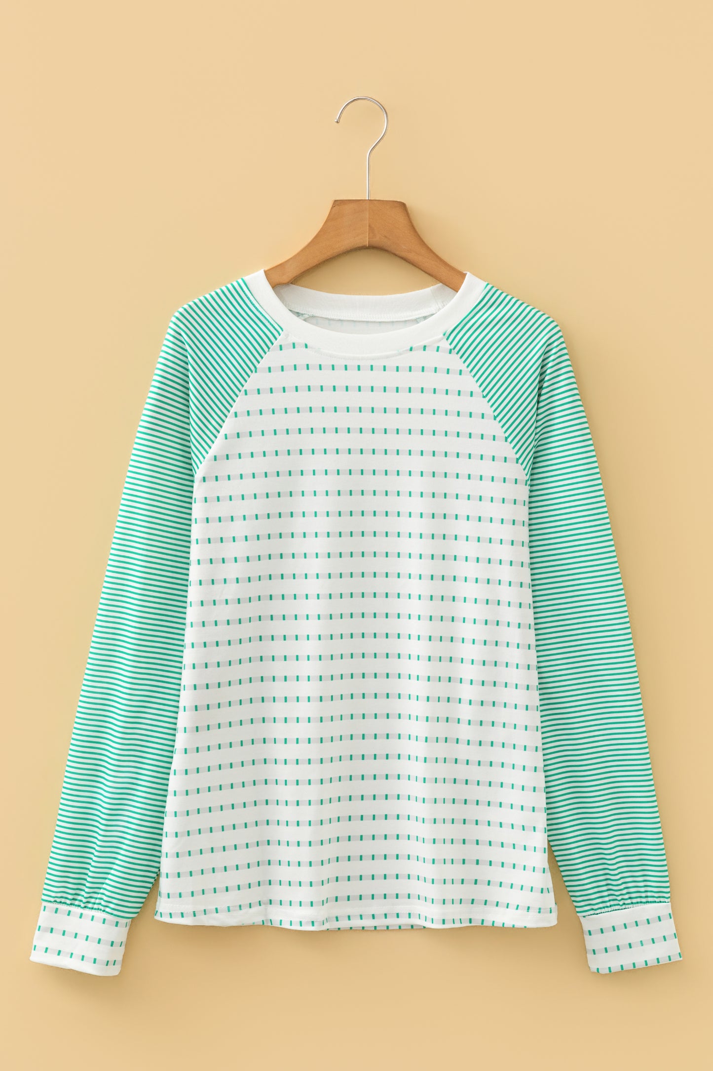 Stripe Raglan Patchwork Long Sleeve Top