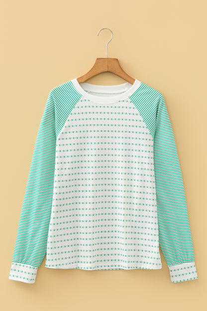 Stripe Raglan Patchwork Long Sleeve Top