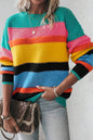 Colorblock Textured Drop Shoulder Sweater