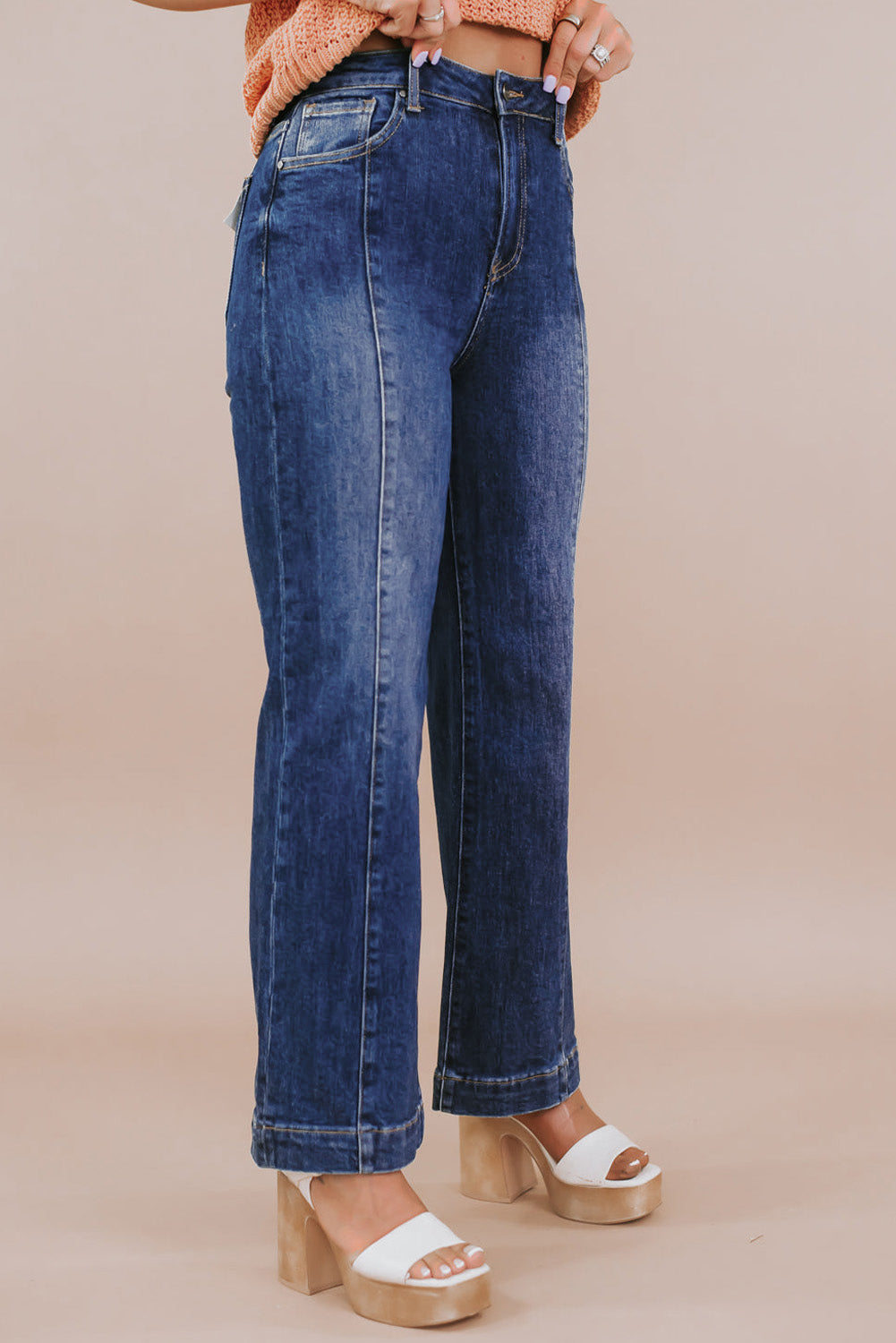 Wide Leg High Waist Jeans Plus Size