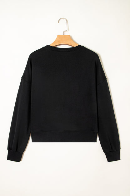 CLASSY UNTIL KICKOFF Letter Patch Loose Sweatshirt