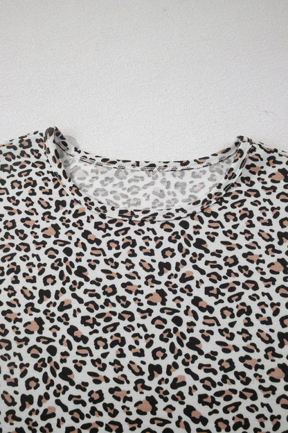 Leopard Loose Tee & Drawstring Waist Pants Set