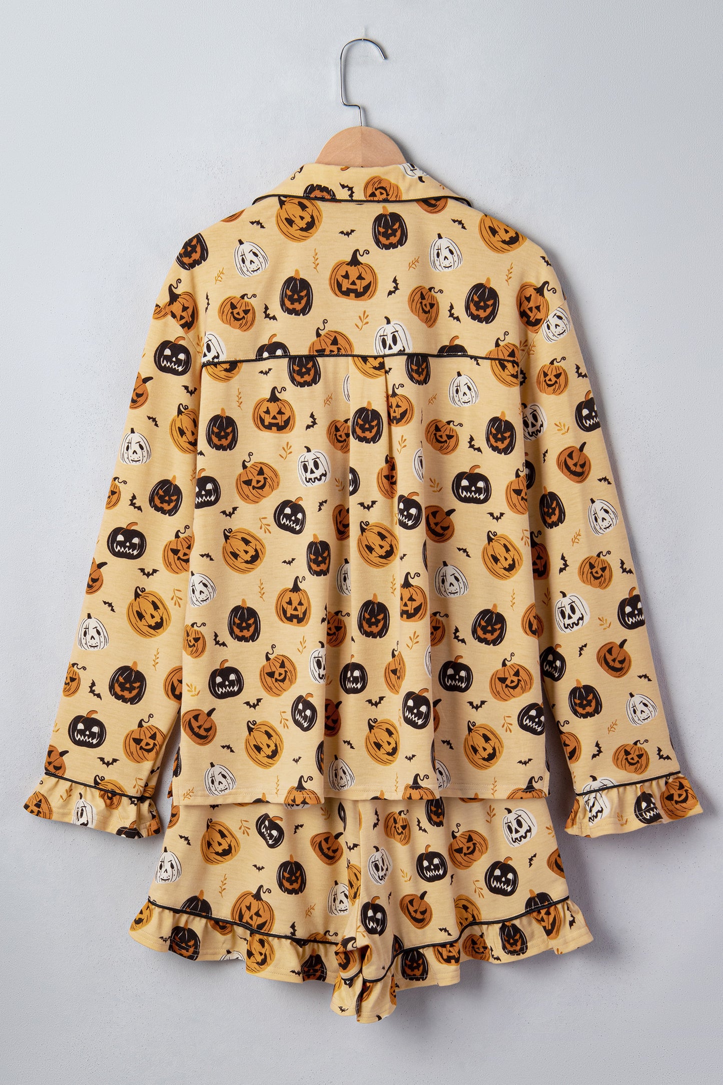 Halloween Jack-O-Lantern Ruffle Top & Shorts Lounge Set