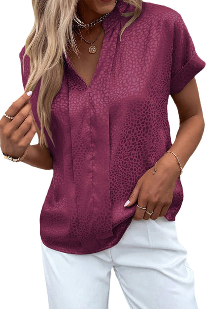 Leopard Short Sleeve V-Neck Blouse