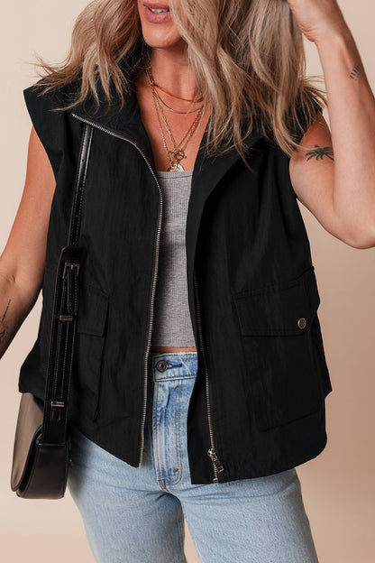 Flap Pocket Zip-Up Vest