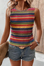 Stripe Round Neck Sleeveless Top