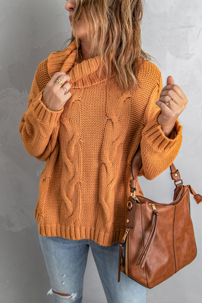 Cable Knit Turtleneck Sweater