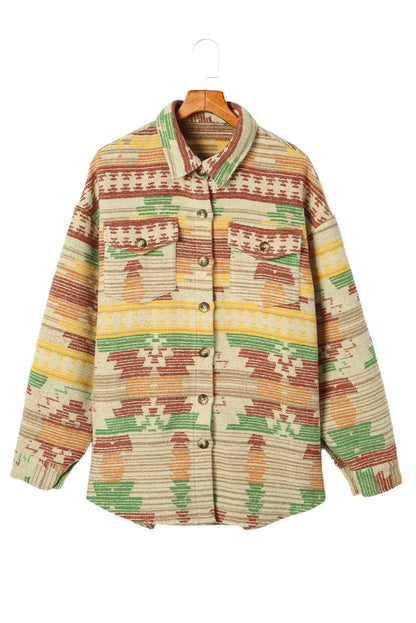 Western Aztec Button Front Shacket