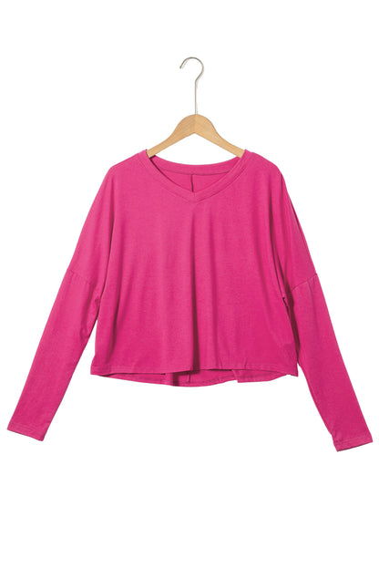 Long Sleeve V-Neck Crop Top