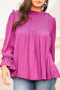 Shirred Ruffle Flounce Sleeve Blouse