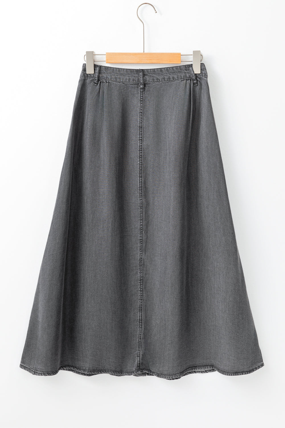 Denim Chambray Buttoned Midi Skirt