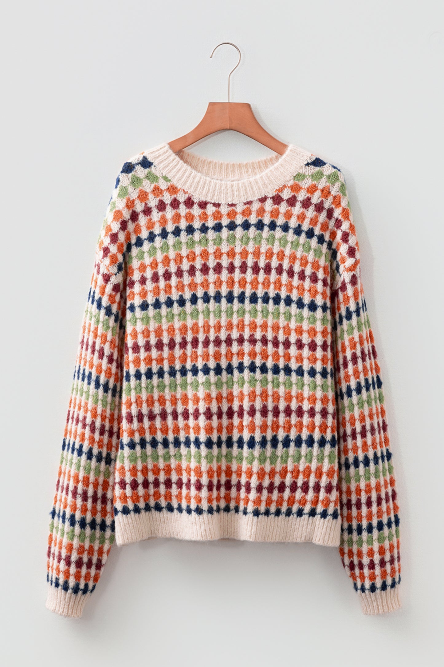 Stripe Dotty Knit Drop Shoulder Sweater