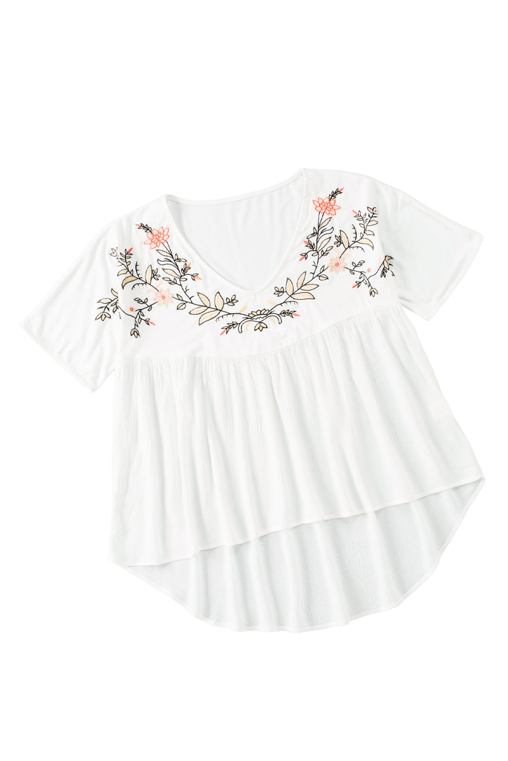 Floral Embroidered Babydoll Blouse