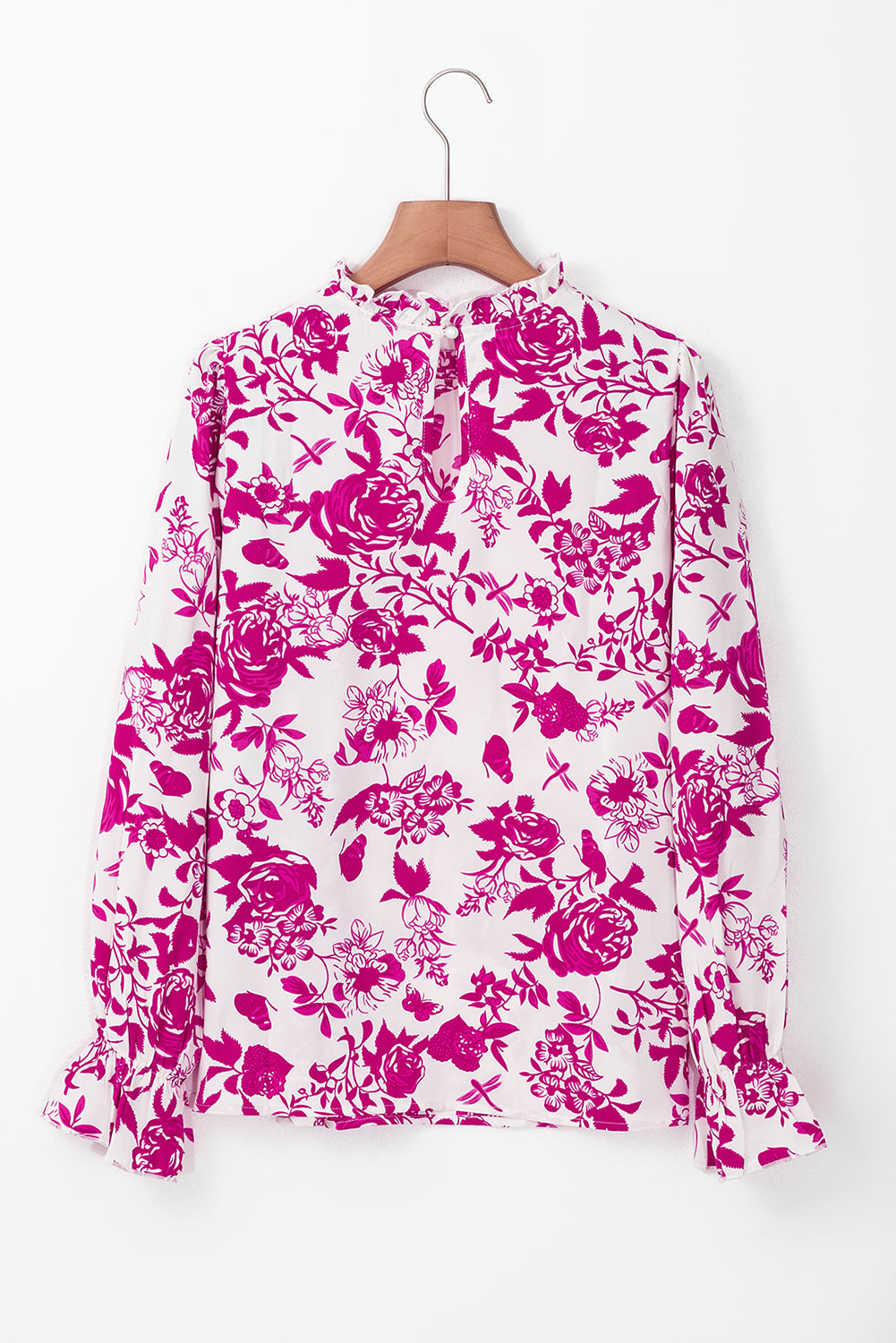 Floral Flounce Long Sleeve Blouse