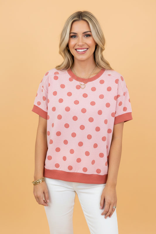 Colorblock Polka Dot Short Sleeve Tee