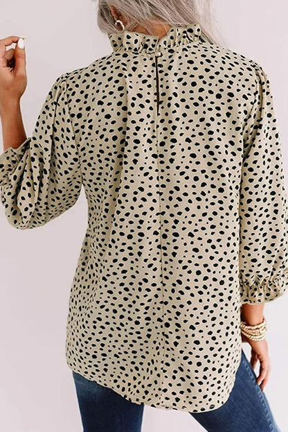 Leopard Frilled 3/4 Sleeve Blouse