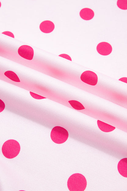 Polka Dot Colorblock Trim Round Neck Sweatshirt