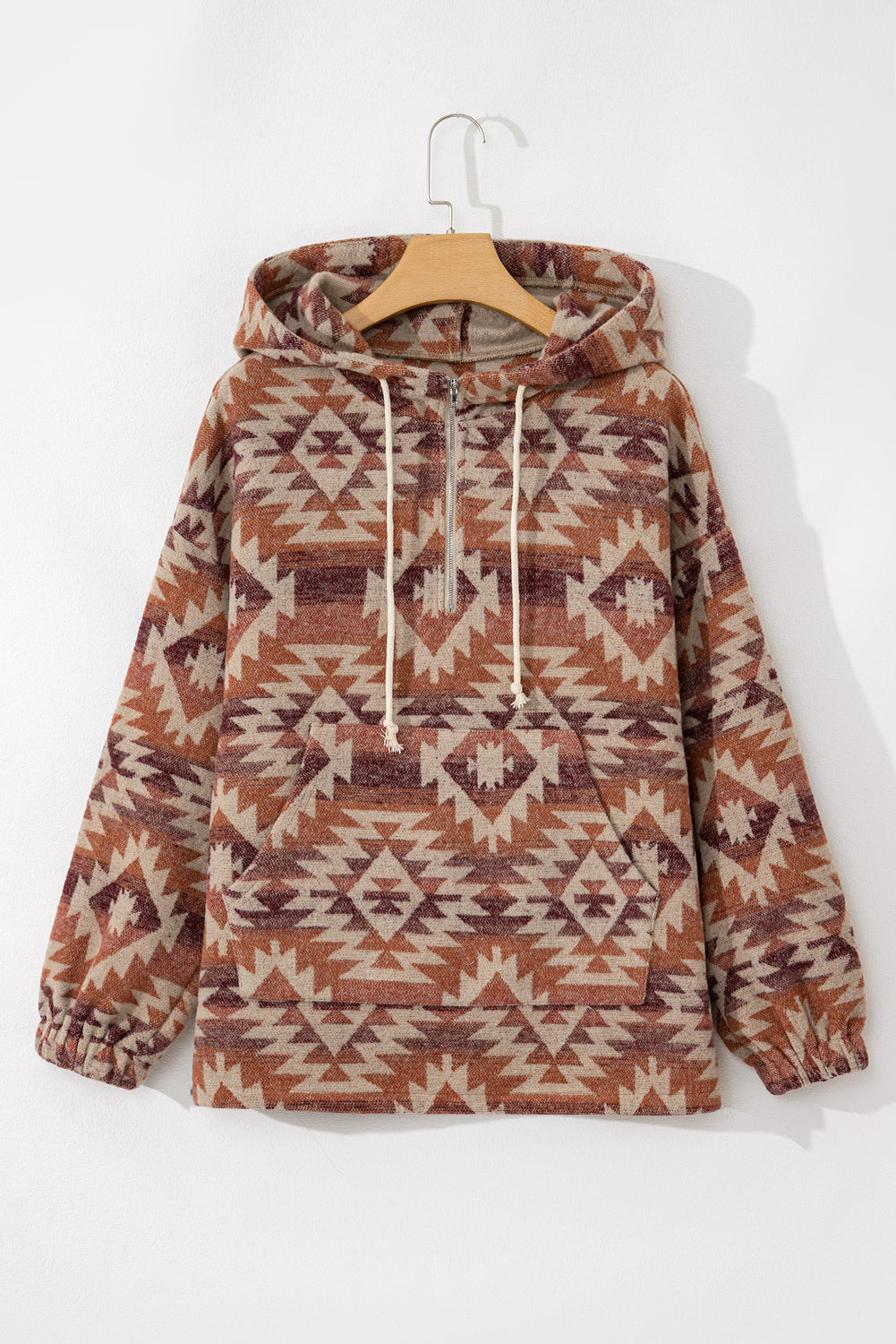 Plus Size Aztec Half Zip Hoodie