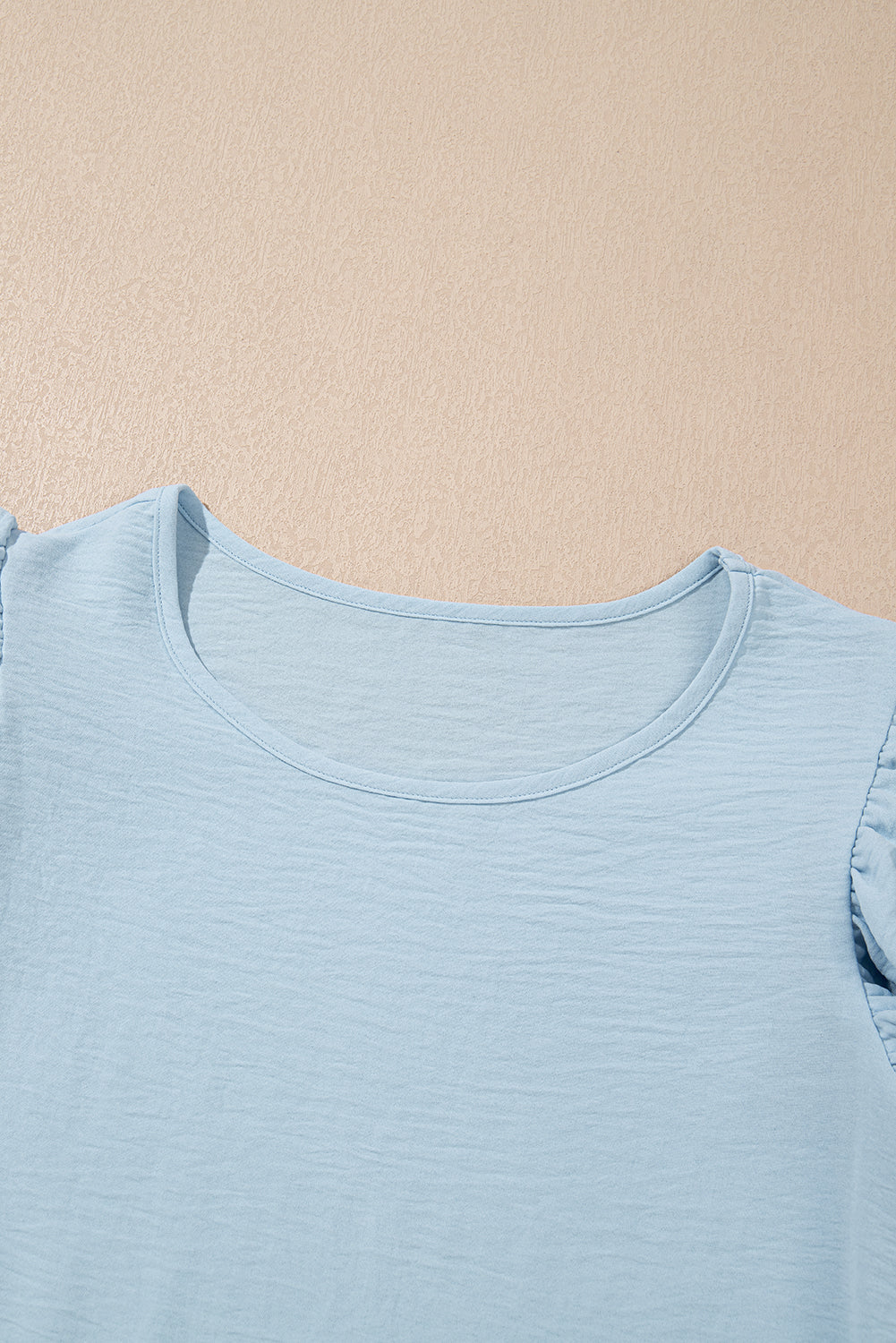 Solid Ruffle Short Sleeve Blouse