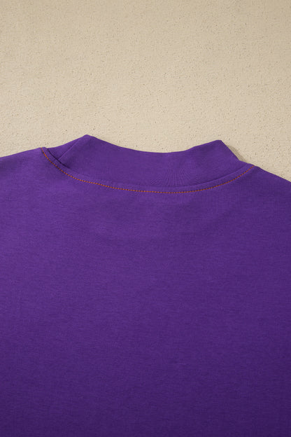 Reversible Contrast Stitching Mock Neck T-Shirt
