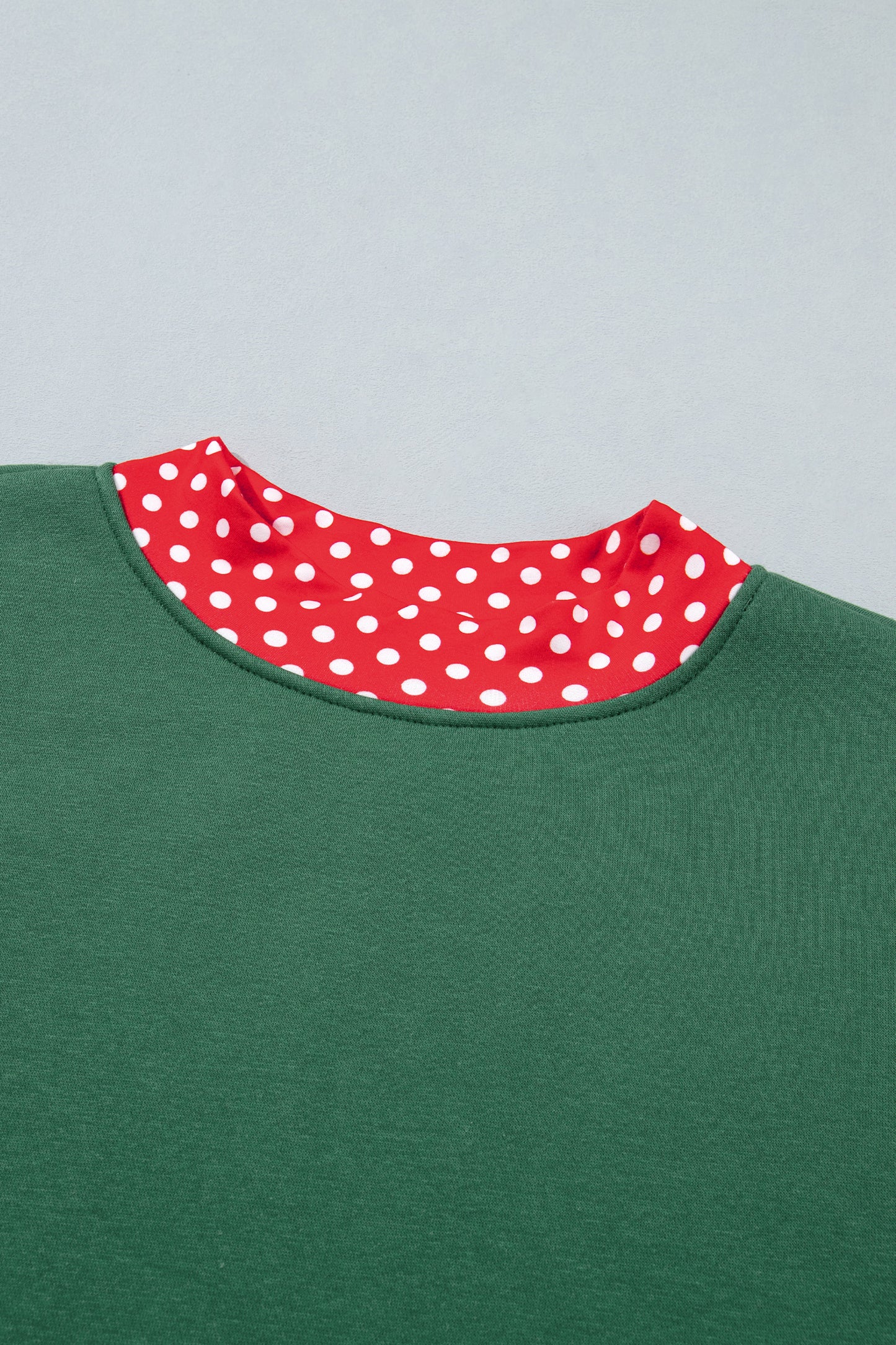 Polka Dot Contrast Trim Mock Neck Sweatshirt