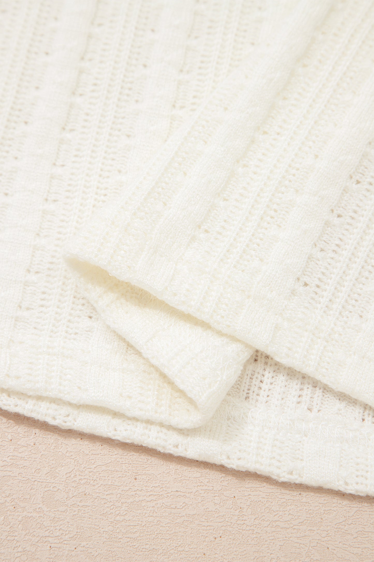 Solid Textured Knit V-Neck Henley Tee