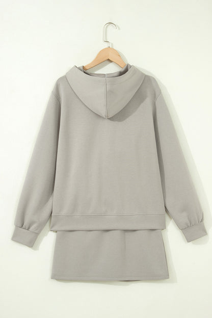 Contrast Trim Zip-Up Jacket & Drawstring Skort Set