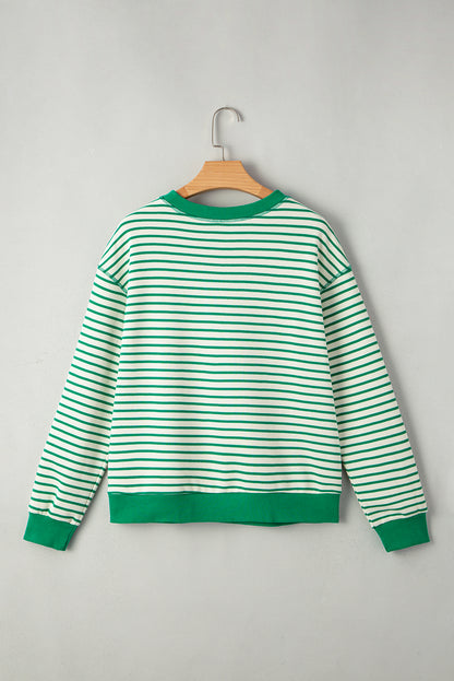 Stripe Reverse Seam Patchwork Long Sleeve Top