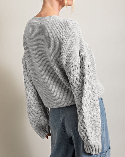 Cable Knit Drop Shoulder Sweater