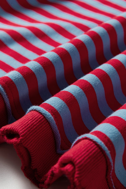 Stripe Reverse Seam Contrast Trim Sweatshirt