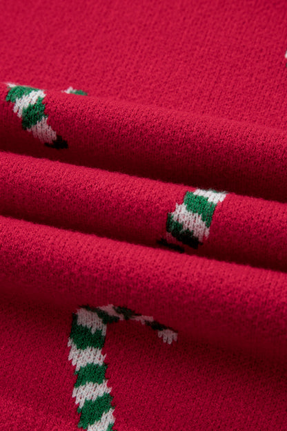 Christmas Candy Cane Drop Shoulder Sweater