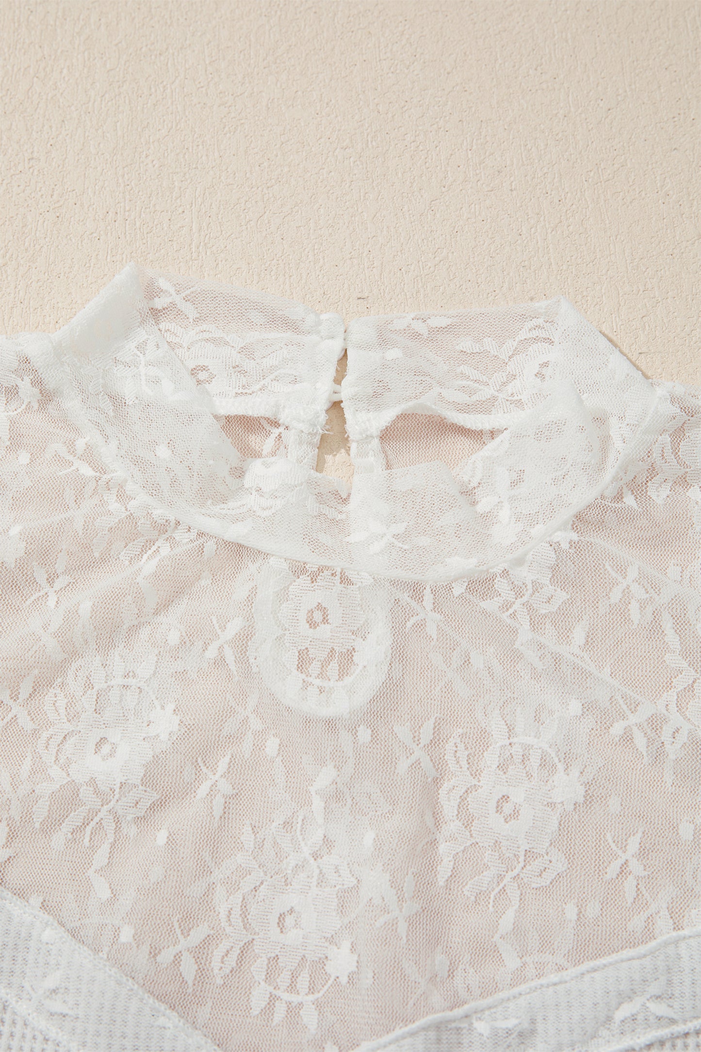 Lace Mesh Patchwork Ribbed Long Sleeve Top