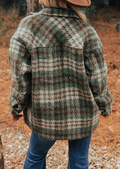 Plaid Collared Button Front Shacket