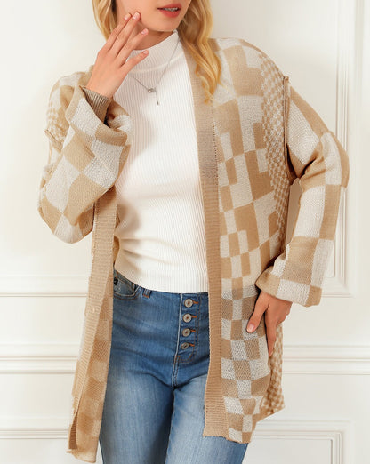 Checker Exposed Seam Cardigan