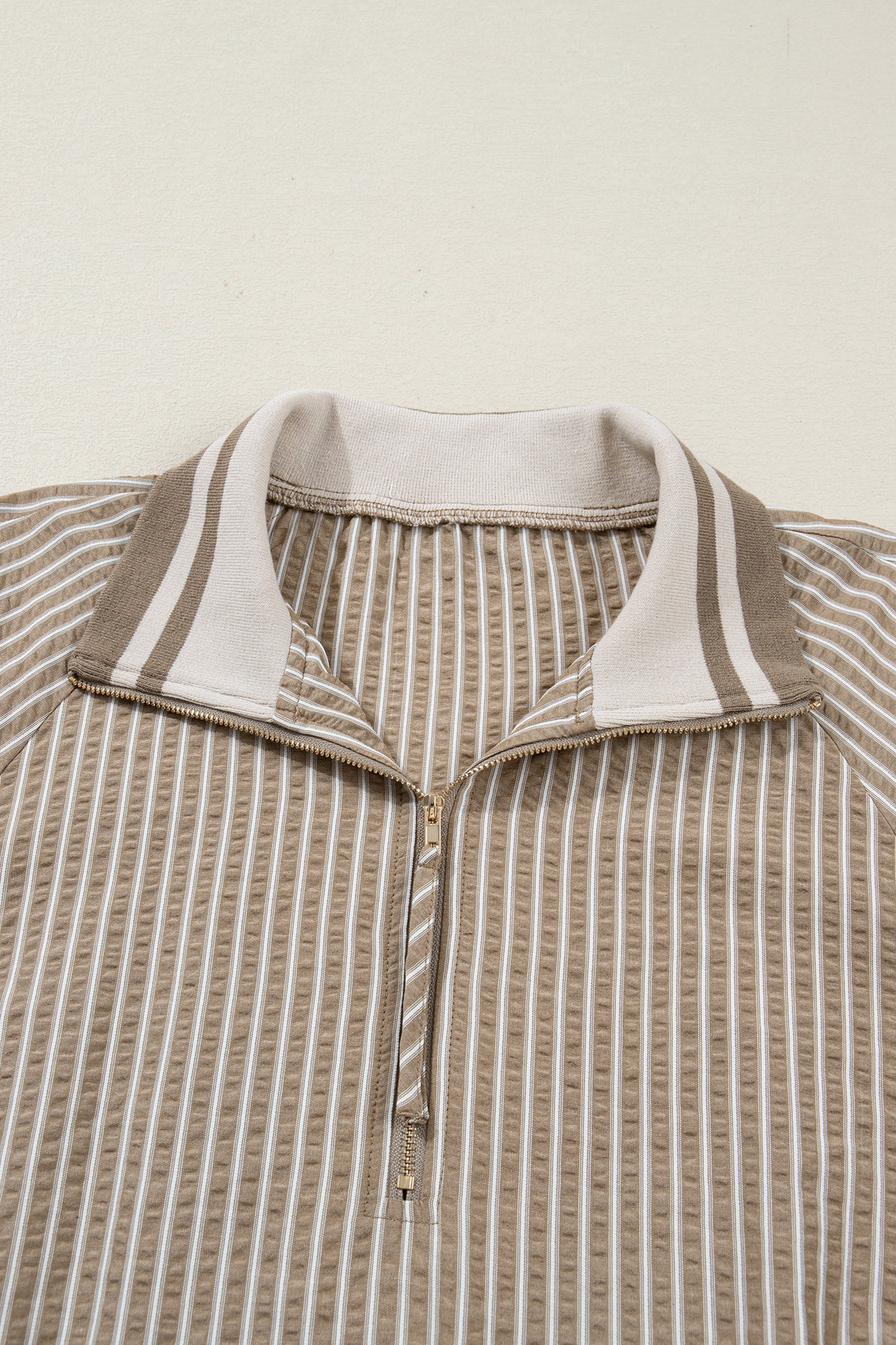 Plus Size Stripe Zip-Up Collared Mini Dress