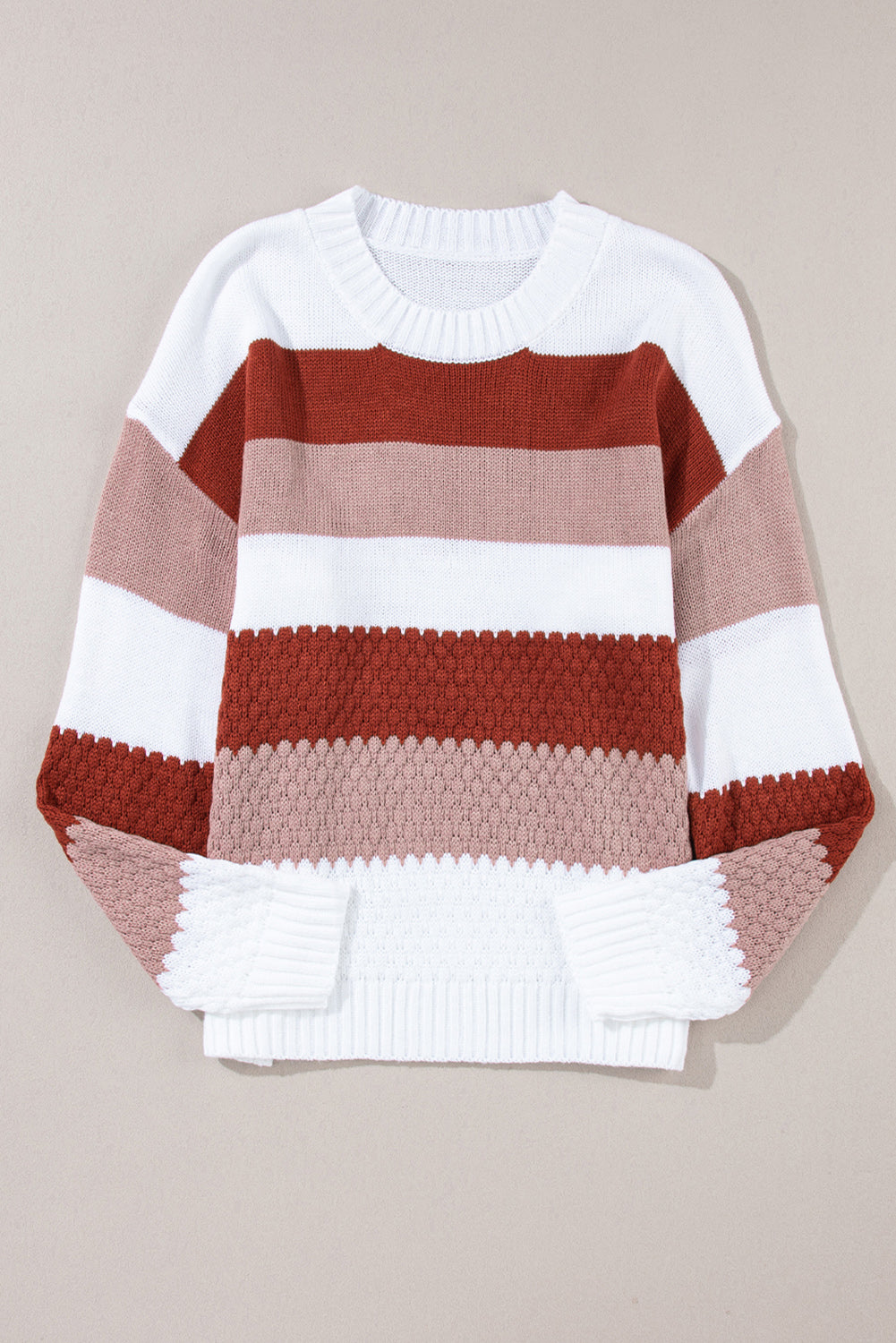 Stripe Cable Drop Shoulder Sweater