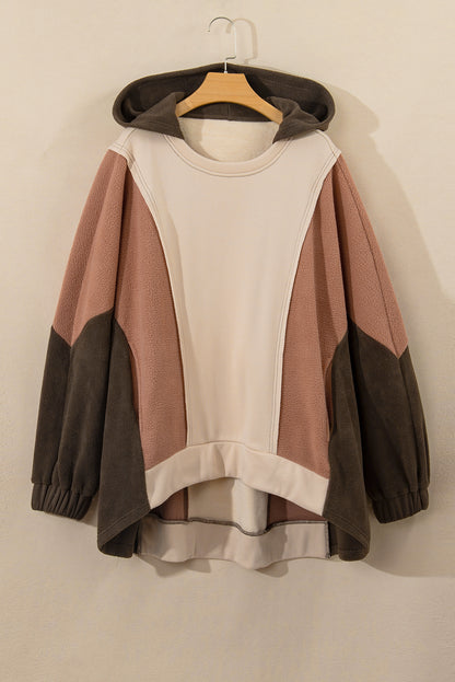 Plus Size Colorblock Reverse Seam Hoodie