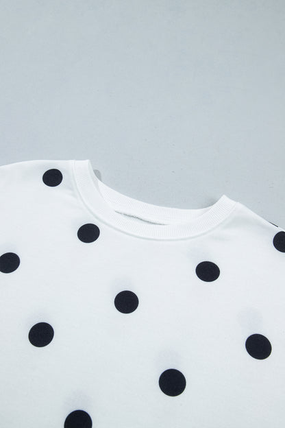 Polka Dot Raw Hem Sweatshirt & Skort Set