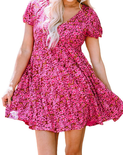 Floral Puff Sleeve Babydoll Dress