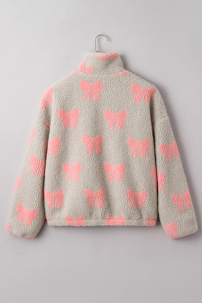 Valentine Bow Sherpa Quarter Zip Sweatshirt