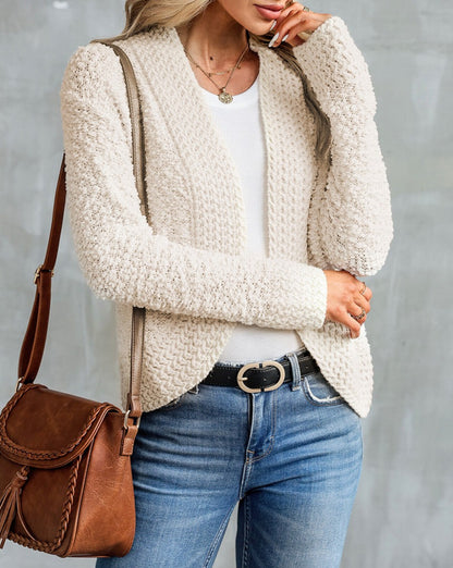 Popcorn Open Front Cardigan