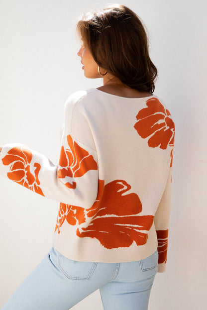 Floral Wide Long Sleeve Sweater