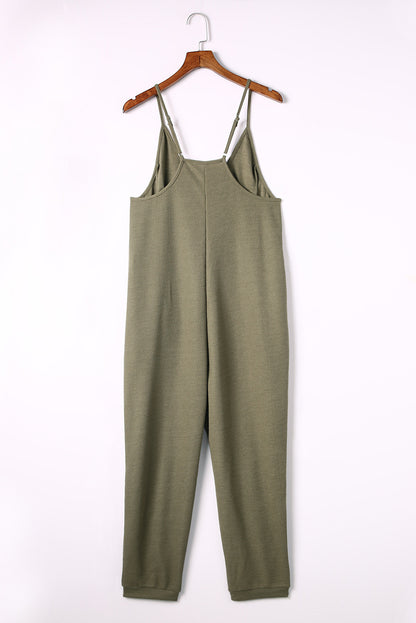 Waffle Sleeveless V-Neck Pocketed Jumpsuit