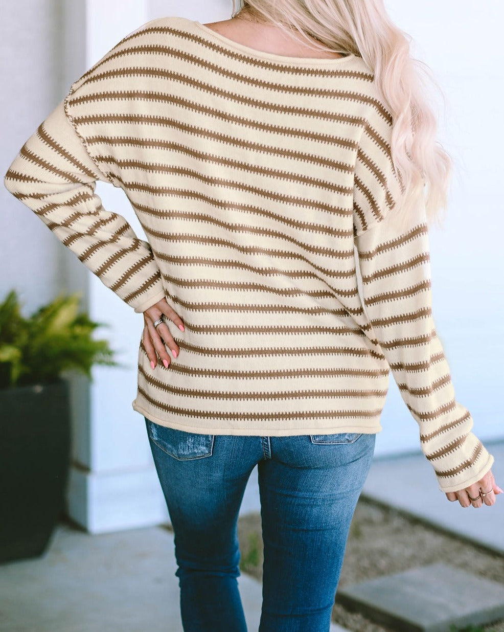 Stripe Drop Shoulder Oversized Sweater