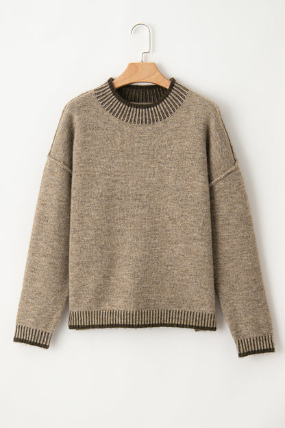 Contrast Trim Drop Shoulder Sweater