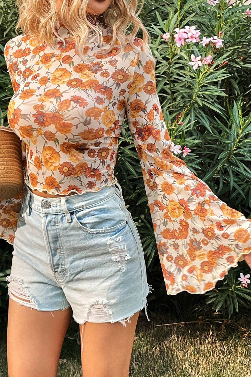 Floral Bell Sleeve Blouse