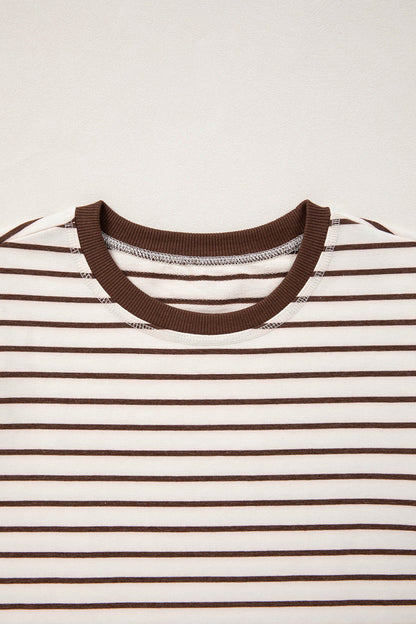Stripe Ribbed Trim Round Neck Tank Top